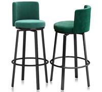 Tabourets de Bar pivotants à Hauteur de comptoir Ensemble de 1/2/3/4, tabourets de chaises de Bar rembourrés Modernes for chaises d'îlot de Cuisine(75cm Green Black Leg,Set of 2)