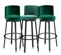 Tabourets de Bar pivotants à Hauteur de comptoir Ensemble de 1/2/3/4, tabourets de chaises de Bar rembourrés Modernes for chaises d'îlot de Cuisine(75cm Green Black Leg,Set of 3)
