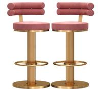 Tabourets de bar pivotants en velours, chaises de salle à manger réglables en hauteur avec dossiers, base en métal robuste et coussins doux épais pour cuisine, salon, salle à manger