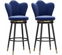 Tabourets de bar pivotants en velours industriel vintage - Chaises de salle à manger style ferme, cuisine, îlot, 65 cm de hauteur assise