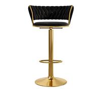 Tabourets de Bar pivotants Ensemble de 1 - chaises de comptoir réglables avec Repose-Pieds - Velvet Barstools pour Cuisine, Salle à Manger - Hauteur réglable 65-80 cm (Noir 1pcs)