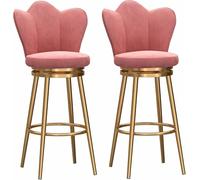 Tabourets de Bar pivotants, Ensemble de 2 tabourets de Petit-déjeuner rembourrés en Velours avec des Jambes en métal doré Un Repose-Pied, de Hautes chaises de Bar pour la Cuisine, l'île, Le pub