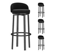 Tabourets de Bar pivotants Ensemble de 4 pour la Cuisine, chaises de Bar à Hauteur de comptoir avec arrière tabourets d'îlot de Cuisine en Velours Hauts arrière avec des Jambes en métal Noir,
