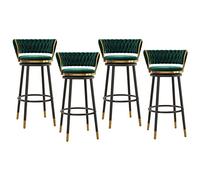 Tabourets de Bar pivotants Ensembles de 4, tabourets de Bar à Hauteur de comptoir avec arrière reproche à Pied, Tabouret de Bar rembourré en Velours pour Cuisine, café, pub (Vert 75 cm)