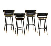 Tabourets de Bar pivotants Ensembles de 4, tabourets de Bar à Hauteur de comptoir avec arrière reproche à Pied, Tabouret de Bar rembourré en Velours pour Cuisine, café, pub (75 cm Noir)