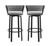 Tabourets de Bar pivotants Gris Ensemble de 1/2/3/4, Hauteur de siè 75 cm tabourets de Bar, tabourets de comptoir avec tabourets de Hauteur de Bar arrière pour îlot de Cuisine, pub, bistrot,