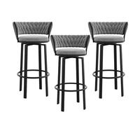 Tabourets de Bar pivotants Gris Ensemble de 1/2/3/4, tabourets de Bar de Hauteur de siè 75 cm, tabourets de comptoir avec tabourets de Hauteur de Bar arrière pour îlot de Cuisine, pub, bistrot,