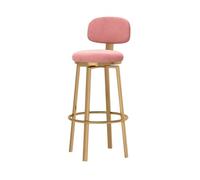 Tabourets de Bar pivotants Lot de 1, tabourets de Bar de Style Mid-Century Modern, avec Dossier incurvé et Pieds en métal, chaises de Bar rembourrées pour îlot de Cuisine(Pink,Height 75cm)