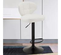 Tabourets De Bar Pivotants Modernes Chaise De Bar en Cuir avec Dossier Chaise Haute Cuisine Réglables Tabourets Rembourrés sans Accoudoirs avec Coussin pour Le Petit-déjeuner(Bianco,A)