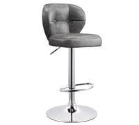 Tabourets De Bar Pivotants Modernes Chaise De Bar en Cuir avec Dossier Chaise Haute Cuisine Réglables Tabourets Rembourrés sans Accoudoirs avec Coussin pour Le Petit-déjeuner(Grey,B)