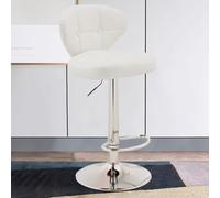 Tabourets De Bar Pivotants Modernes Chaise De Bar en Cuir avec Dossier Chaise Haute Cuisine Réglables Tabourets Rembourrés sans Accoudoirs avec Coussin pour Le Petit-déjeuner(Bianco,B)