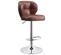 Tabourets De Bar Pivotants Modernes Chaise De Bar en Cuir avec Dossier Chaise Haute Cuisine Réglables Tabourets Rembourrés sans Accoudoirs avec Coussin pour Le Petit-déjeuner(Bruin,B)