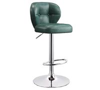 Tabourets De Bar Pivotants Modernes Chaise De Bar en Cuir avec Dossier Chaise Haute Cuisine Réglables Tabourets Rembourrés sans Accoudoirs avec Coussin pour Le Petit-déjeuner(Dark Green,B)