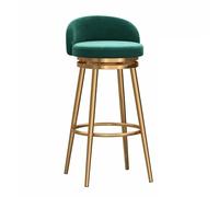 Tabourets de bar pivotants modernes en velours avec dossier de 65 cm de hauteur et repose-pieds en métal doré vert pour cuisine, salle à manger, salon, île élégante et confortable