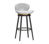 Tabourets de bar pivotants modernes en velours avec dossier, pieds en métal noir, dossier bas pour cuisine, maison, pub, blanc