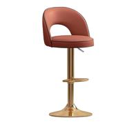 Tabourets de Bar pivotants Modernes et réglables avec Dossier, tabourets de comptoir en Cuir PU à Hauteur réglable avec vérin hydraulique for îlot de Cuisine, pub, Salle à Manger(Brown,Gold)