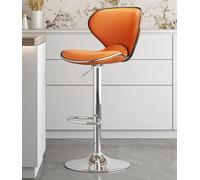Tabourets De Bar Pivotants Orange Chaise De Comptoir Tabourets De Bar Chaise Haute Ensemble De 4 avec Dossier en Cuir Nappa Réglable en Hauteur, Hydraulique Comptoir De Cuisine Île Tabouret