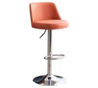 Tabourets De Bar Pivotants pour Le Petit-déjeuner Chaise De Bar Moderne sans Accoudoirs Chaise Haute Cuisine en Cuir Réglable en Hauteur avec Dossier pour Salle À Manger(Orange B)