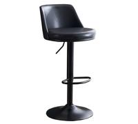 Tabourets De Bar Pivotants pour Le Petit-déjeuner Chaise De Bar Moderne sans Accoudoirs Chaise Haute Cuisine en Cuir Réglable en Hauteur avec Dossier pour Salle À Manger(Black A)