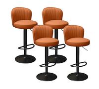 Tabourets de bar pivotants réglables en cuir avec dossier et repose-pieds - 4 tabourets de bar à hauteur de comptoir pour cuisine, pub, île - Design moderne - Siège confortable - Finition noire