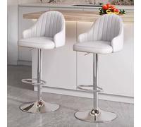 Tabourets de Bar pivotants réglables Set de 2 - Tabourets de Bar en Cuir à Hauteur de comptoir avec dossiers et Base en métal argenté pour îlot de Cuisine - Chaises Hautes