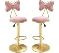 Tabourets de Bar pivotants tabourets de comptoir de Hauteur, chaises à Manger, chaises de Bar en Velours avec Arc arrière, îlot de Cuisine, Hauteur réglable de pub (rose-2P)