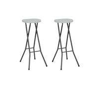 Tabourets de bar pliables lot de 2 PEHD et acier Blanc