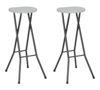 Tabourets de bar pliables lot de 2 PEHD et acier Blanc