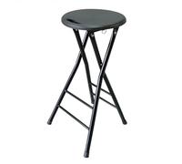 Tabourets de bar pliables portables de 61 cm de haut, sièges de comptoir de cuisine sans dossier avec poignée et repose-pieds, tabourets de petit-déjeuner légers pour adultes, design noir