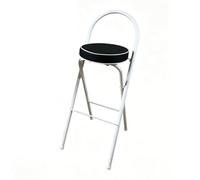 Tabourets de bar pliants pour petit-déjeuner, avec sièges rembourrés, tabourets hauts ronds portables avec dossiers, adaptés aux restaurants, îlots de White legs - Black surface 38x48x75cm/15x19x30in