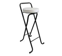 Tabourets de bar pliants pour petit-déjeuner, avec sièges rembourrés, tabourets hauts ronds portables avec dossiers, adaptés aux restaurants, îlots de cuisine et bars Black legs - White surface