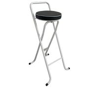 Tabourets de bar pliants pour petit-déjeuner, avec sièges rembourrés, tabourets hauts ronds portables avec dossiers, adaptés aux restaurants, îlots de cuisine et bars White legs - Black surface