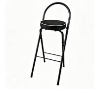 Tabourets de bar pliants pour petit-déjeuner, avec sièges rembourrés, tabourets hauts ronds portables avec dossiers, adaptés aux restaurants, îlots de Black legs - Black surface 38x48x70cm/15x19x28in