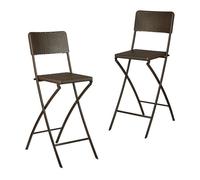 Relaxdays Chaise de bar lot de 2 avec dossier pliante pliable BASTIAN 78 cm hauteur, marron