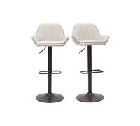 Tabourets de bar réglables en tissu beige et métal noir (lot de 2) RONNIE