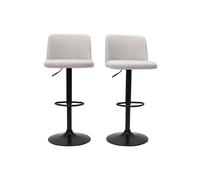 Tabourets de bar réglables en tissu effet velours texturé beige et métal noir (lot de 2) MONTI