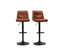 Tabourets de bar réglables marrons et métal noir (lot de 2) ZUCK