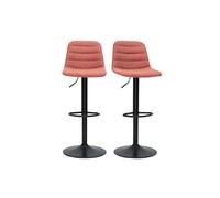 Tabourets de bar réglables pivotants 360° en tissu effet velours texturé terracotta et métal (lot de 2) SAURY