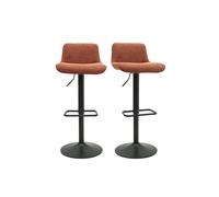 Tabourets de bar réglables pivotants 360° en tissu effet velours texturé terre brûlée et métal noir (lot de 2) BOOST