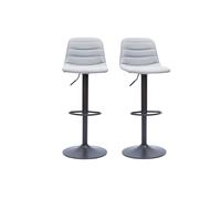 Tabourets de bar réglables pivotants 360° en tissu gris clair et métal (lot de 2) SAURY