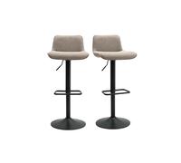 Tabourets de bar réglables pivotants 360° en tissu taupe et métal noir (lot de 2) BOOST