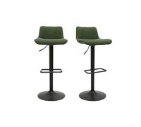 Tabourets de bar réglables pivotants 360° en tissu vert kaki et métal noir (lot de 2) BOOST