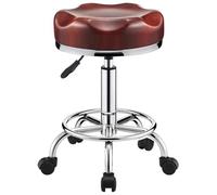 Tabourets de bar réglables rouges avec roulettes pivotantes à 360° en cuir synthétique avec repose-pieds rembourrés parfaits pour salon et usage domestique Tabourets de comptoir roulants