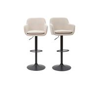 Tabourets de bar réglables tissu effet velours beige et métal (lot de 2) amika
