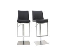 Tabourets de bar relevables noir et acier chromé (lot de 2) KYLE