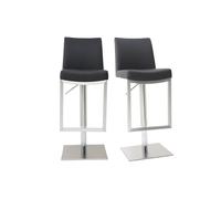 Tabourets de bar relevables noir et acier chromé (lot de 2) KYLE