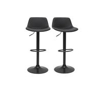 Tabourets de bar relevables noirs et métal noir (lot de 2) NONIE