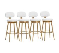 Tabourets de bar rembourrés Lot de 1/2/3/4, tabourets de bar pivotants en velours avec repose-pieds arrière, pieds en métal doré, chaises for îlot de cuisine, salle à manger, blanc(4PCS,Height 75cm)