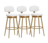 Tabourets de bar rembourrés Lot de 1/2/3/4, tabourets de bar pivotants en velours avec repose-pieds arrière, pieds en métal doré, chaises for îlot de cuisine, salle à manger, blanc(3PCS,Height 75cm)