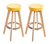 Tabourets de bar rotatifs, hauteur réglable, chaises de bar en bois, tabourets hauts en cuir synthétique pour îlot de cuisine, pub et bistro, sièges de restaurant (jaune)